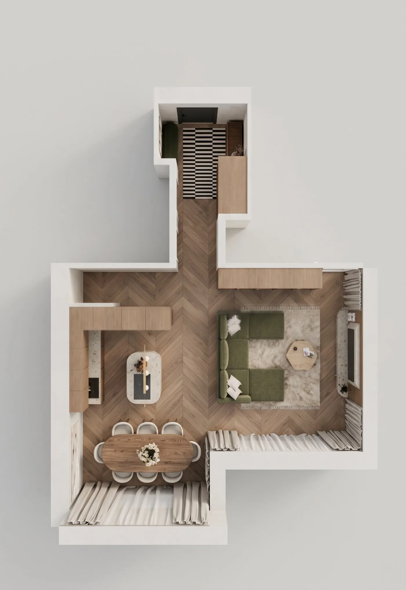 Render IA — Planta antes e depois do render